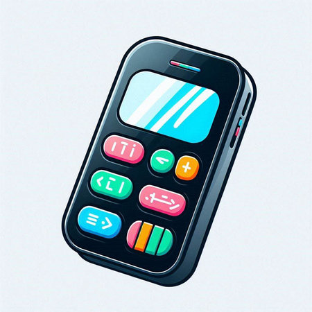 Illustration of a mobile phone with buttons on the screen. Vector illustration.のイラスト素材