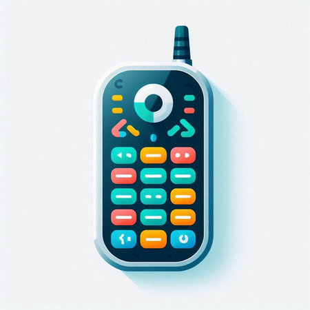 Retro mobile phone with eyes isolated on white background. Vector illustration.のイラスト素材