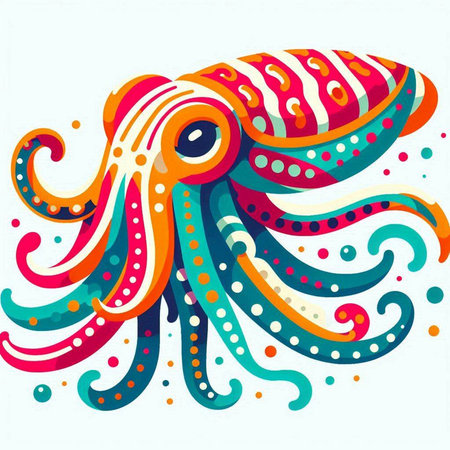 Abstract colorful octopus on white background. Vector illustration for your designのイラスト素材