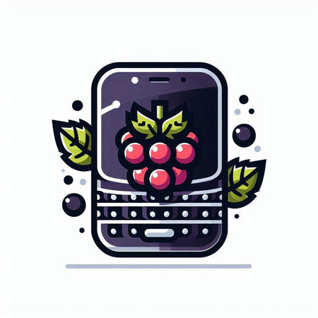 Smartphone with grapes on the screen. Modern flat vector illustration.のイラスト素材