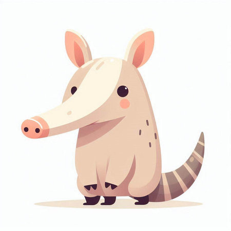 Cute cartoon little armadillo. Vector illustration isolated on white background.のイラスト素材