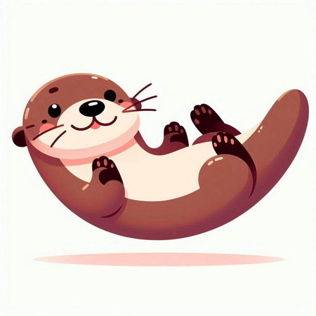 Cute cartoon otter. Vector illustration isolated on white background.のイラスト素材