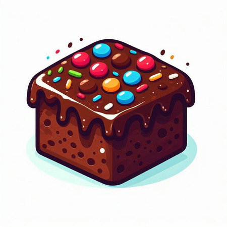 Illustration of a chocolate cake with sprinkles on a white backgroundのイラスト素材