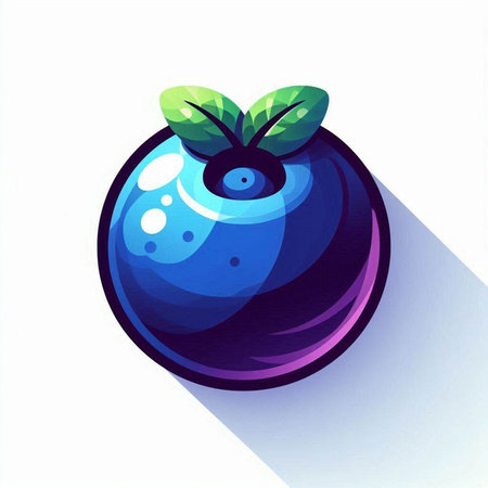 Blueberry icon, flat design with long shadow, vector illustration.のイラスト素材