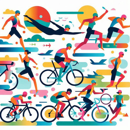 Group of people riding bicycle, vector illustration. Flat design style.のイラスト素材
