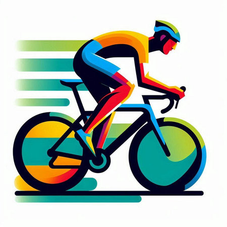 Cyclist in sportswear riding bicycle, vector illustration.のイラスト素材