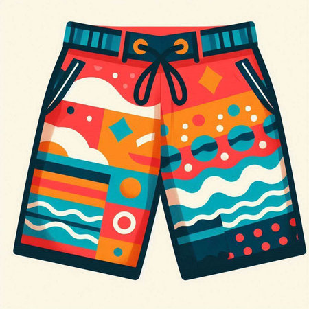 Vector illustration of a pair of shorts in retro style. Vector illustration.のイラスト素材