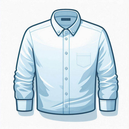 Illustration of a blue shirt with a collar on a white backgroundのイラスト素材
