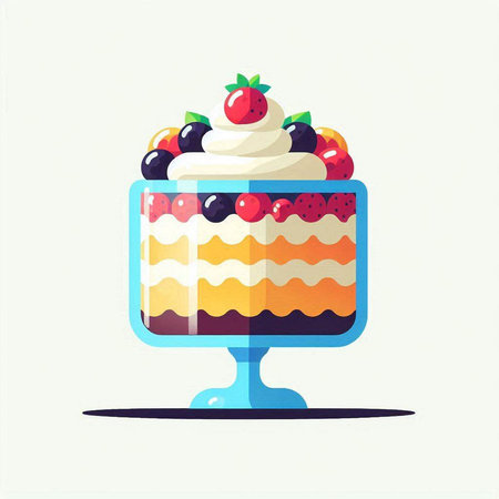 Piece of cake in a glass. Vector illustration in flat styleのイラスト素材