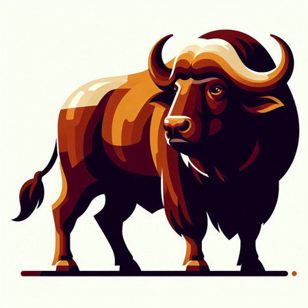 Buffalo. Vector illustration of a wild animal on white background.のイラスト素材