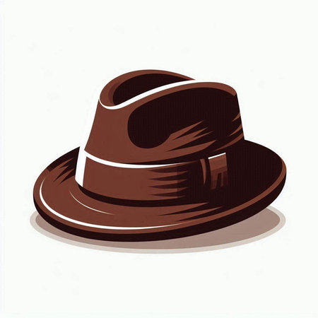 Brown hat on white background. Vector illustration of a hat with a brim.のイラスト素材