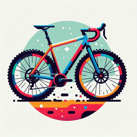 Bicycle vector illustration. Colorful flat design of sport bicycle.のイラスト素材