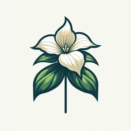 Beautiful flower with leaves on a white background. Vector illustration.のイラスト素材