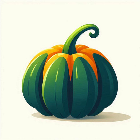 Illustration of a green pumpkin on a white background, vector illustrationのイラスト素材