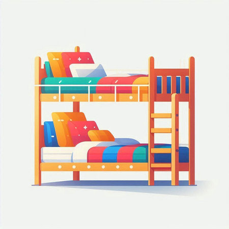 Bunk bed in flat style. Vector illustration of a children's bedroom.のイラスト素材