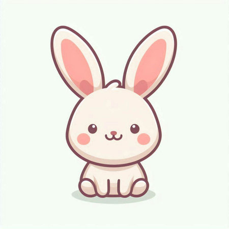 Cute cartoon bunny isolated on white background. Vector illustration in a flat style.のイラスト素材