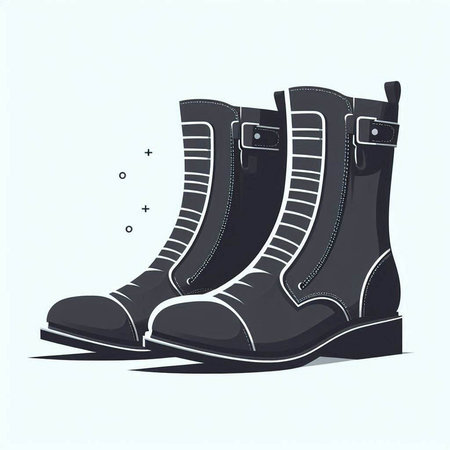 Vector illustration of a pair of black boots on a light background.のイラスト素材