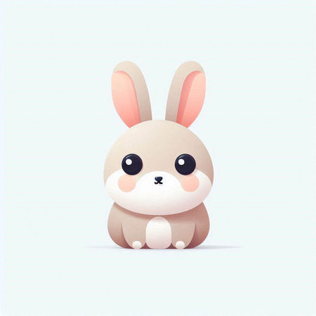 Cute cartoon bunny isolated on a white background. Vector illustration.のイラスト素材
