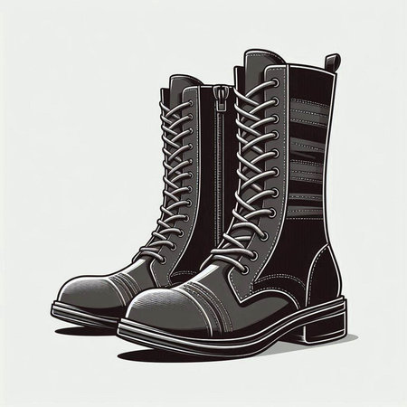 black women's boots isolated on a white background. vector illustration.のイラスト素材