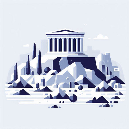 Temple of Hephaestus in Athens, Greece. Vector illustrationのイラスト素材