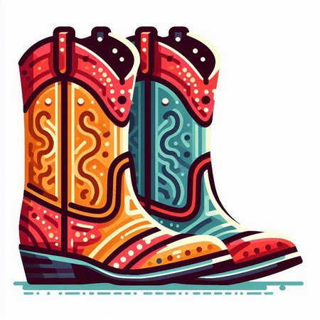 Vector illustration of cowboy boots. Isolated on a white background.のイラスト素材