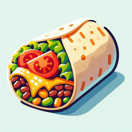Mexican burrito. Traditional mexican fast food. Vector illustrationのイラスト素材