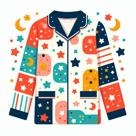 Children's coat with a pattern of stars and moon. Vector illustrationのイラスト素材