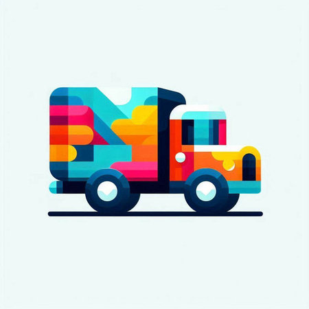 Cargo truck icon. Colorful vector illustration in flat style.のイラスト素材