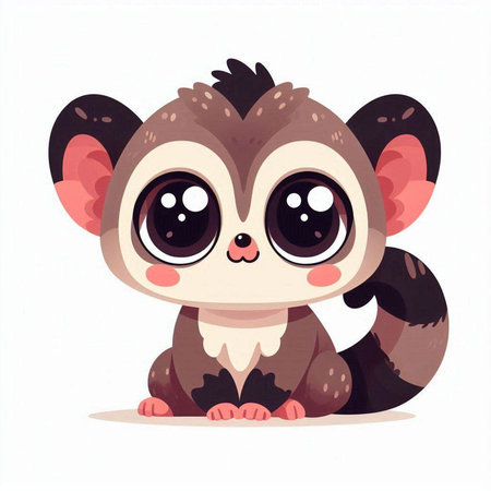 Cute little baby squirrel with big eyes. Cute cartoon animal. Vector illustrationのイラスト素材