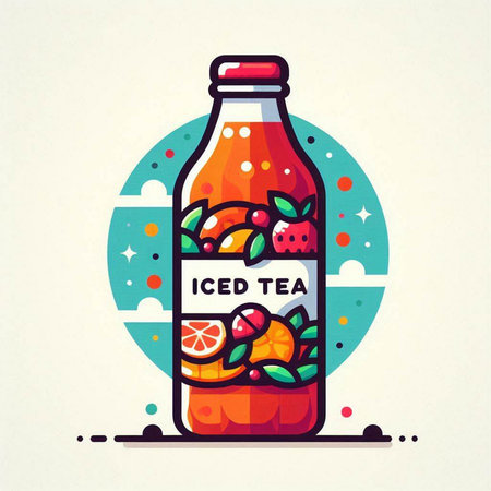Bottle of homemade lemonade with fruits and berries. Vector illustration.のイラスト素材