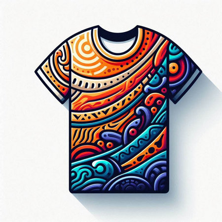 T-shirt design with abstract hand drawn pattern. Vector illustration.のイラスト素材