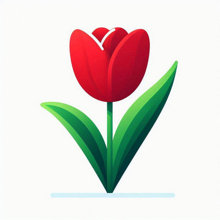 Red tulip isolated on white background. Flat style vector illustration.のイラスト素材