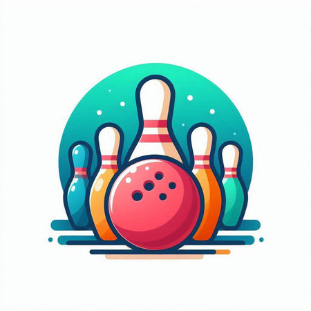 Bowling ball and skittles icon. Vector illustration isolated on white background.のイラスト素材