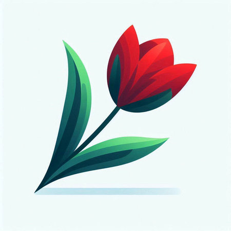 Tulip. Vector illustration of a red flower on a blue background.のイラスト素材