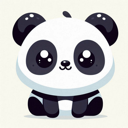 cute panda bear cartoon character vector illustration hand drawn design.のイラスト素材