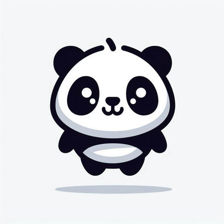 Cute panda cartoon character on white background. Vector illustration.のイラスト素材