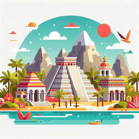 Travel to Egypt. Modern flat design vector illustration. Travel concept.のイラスト素材