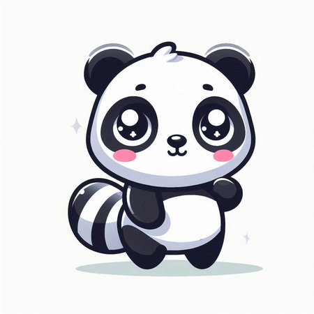 Cute cartoon panda. Vector illustration. Isolated on white background.のイラスト素材