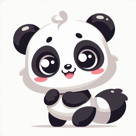 Cute cartoon panda. Vector illustration isolated on white background.のイラスト素材