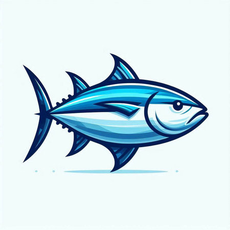 Illustration of a tuna fish mascot isolated on white background done in retro style.のイラスト素材