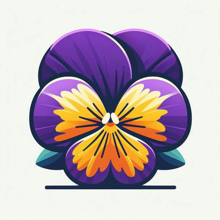 Colorful vector illustration of a pansy in a flat style.のイラスト素材