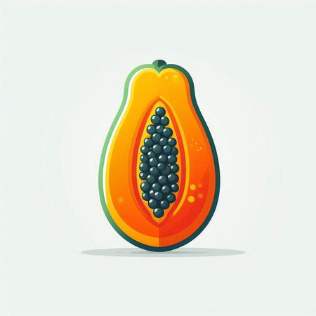 Papaya fruit icon. Vector illustration in flat cartoon style.のイラスト素材
