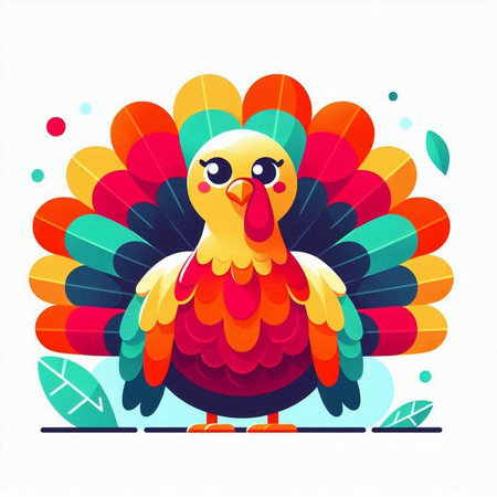 Cute cartoon turkey on a white background. Vector illustration for your designのイラスト素材