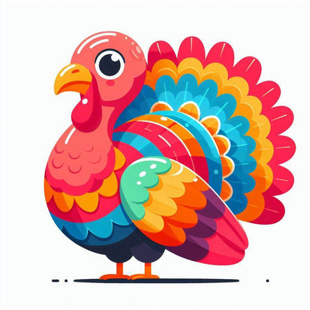 Cute cartoon turkey bird isolated on white background. Vector illustration.のイラスト素材