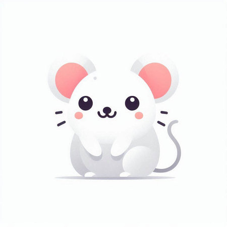 Cute cartoon mouse. Vector illustration. Isolated on white background.のイラスト素材