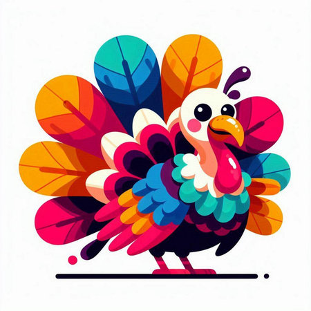 Cute cartoon turkey isolated on a white background. Vector illustration.のイラスト素材