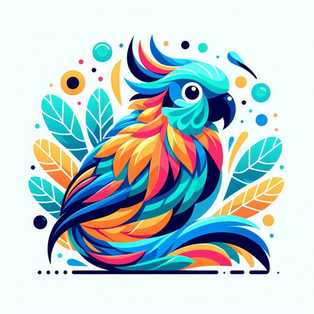 Vector illustration of parrot in blue and orange colors on white backgroundのイラスト素材