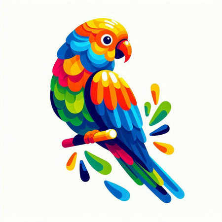 Colorful parrot isolated on a white background. Vector illustration.のイラスト素材