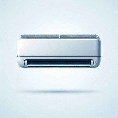 Air conditioner on blue background. Vector illustration. Eps 10.のイラスト素材