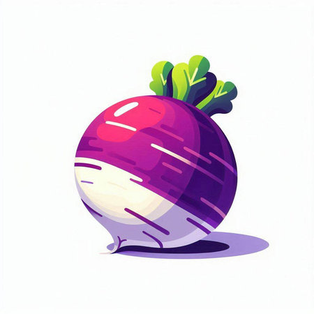 Purple turnip vector illustration. Isolated on white background.のイラスト素材